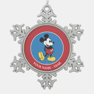 Classic Mickey Mouse   Add Your Name Snowflake Pewter Christmas Ornament