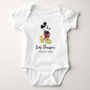 Classic Mickey Mouse   Baby Announcement Date Bodysuit