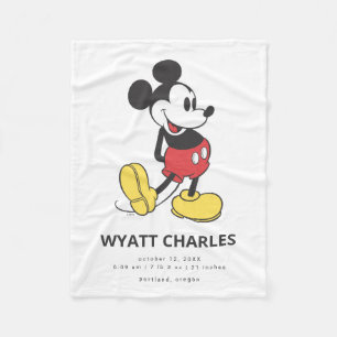 Classic Mickey Mouse Birth Stats  Fleece Blanket