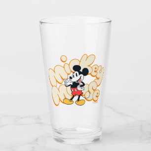 Classic Mickey Mouse Bubble Letter Name Graphic Glass
