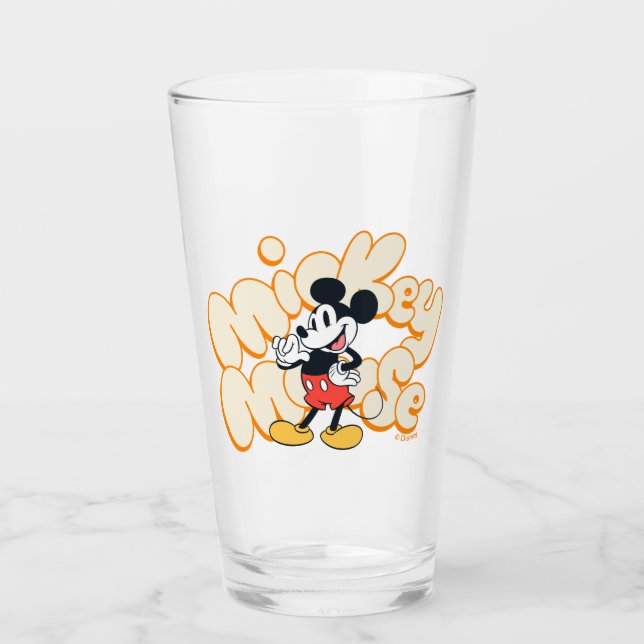 Classic Mickey Mouse Bubble Letter Name Graphic Glass (Front)