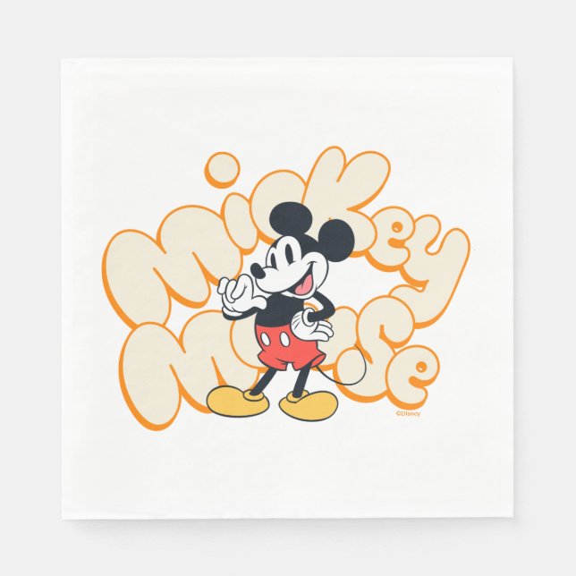 Classic Mickey Mouse Bubble Letter Name Graphic Napkin (Front)