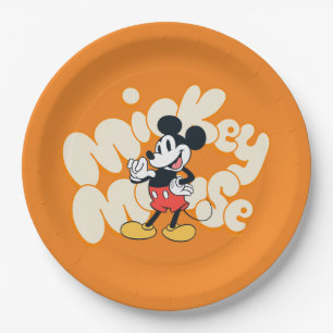 Classic Mickey Mouse Bubble Letter Name Graphic Paper Plate
