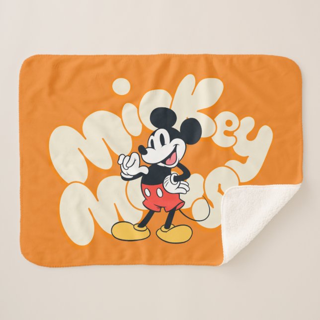 Classic Mickey Mouse Bubble Letter Name Graphic Sherpa Blanket (Front (Horizontal))