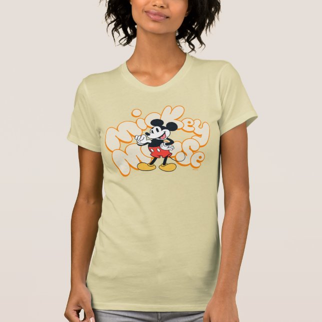 Classic Mickey Mouse Bubble Letter Name Graphic T-Shirt (Front)