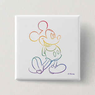 Classic Mickey Rainbow Outline 2 Inch Square Button