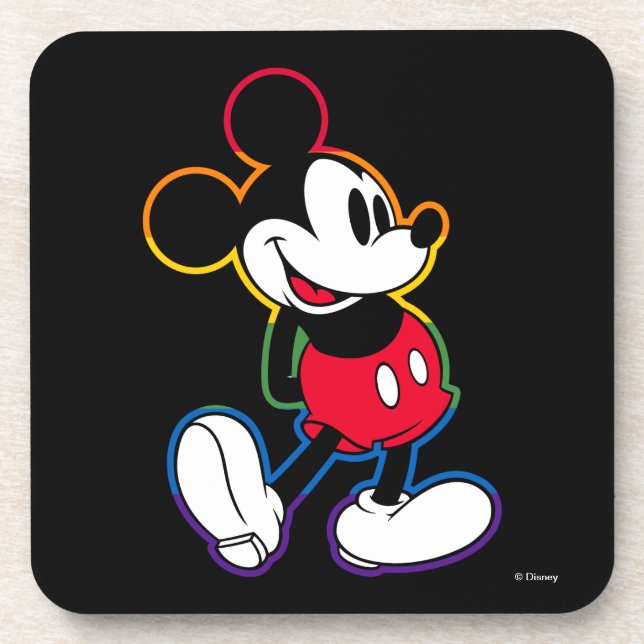 Classic Mickey Rainbow Outline Coaster (Front)