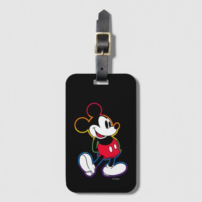 Classic Mickey Rainbow Outline Luggage Tag (Front Vertical)