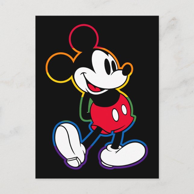 Classic Mickey Rainbow Outline Postcard (Front)