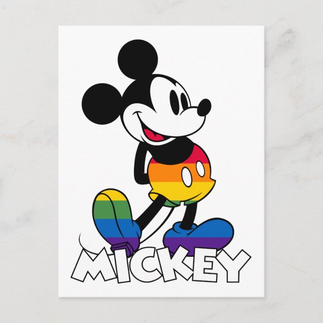 Classic Mickey Rainbow Stripes Postcard (Front)