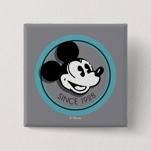 Classic Mickey Since 1928 2 Inch Square Button (Front)