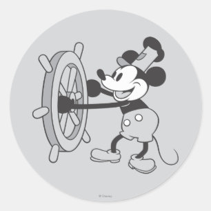 Classic Mickey   Steamboat Willie Round Sticker