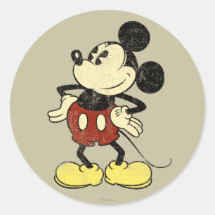 Classic Mickey   Vintage Hands on Hips Classic Round Sticker