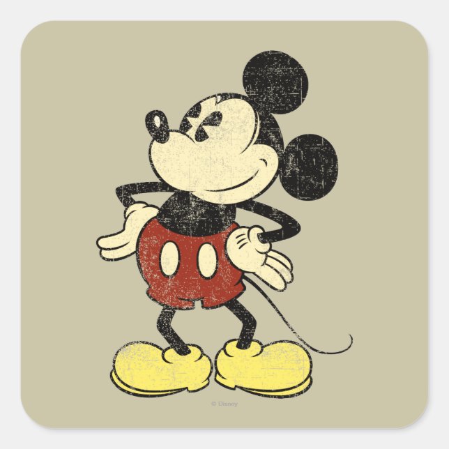 Classic Mickey | Vintage Hands on Hips Square Sticker (Front)