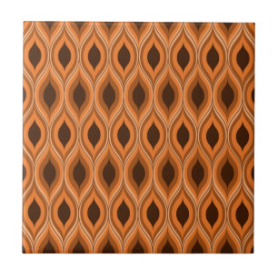 Classic mid century orange and brown ogee pattern tile