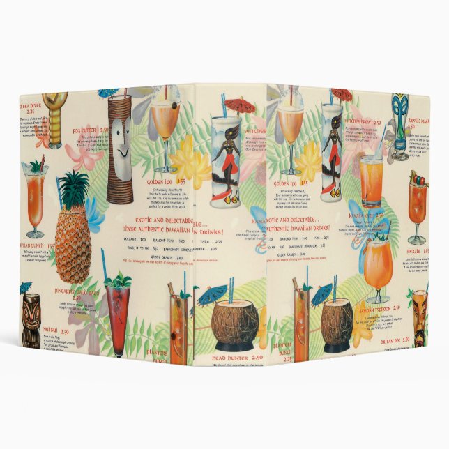 Classic Mid-Century Tiki Menu 3 Ring Binder (Background)