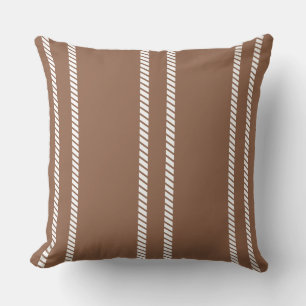 Classic Mid-tone Brown with Stripes Throw Pillow
