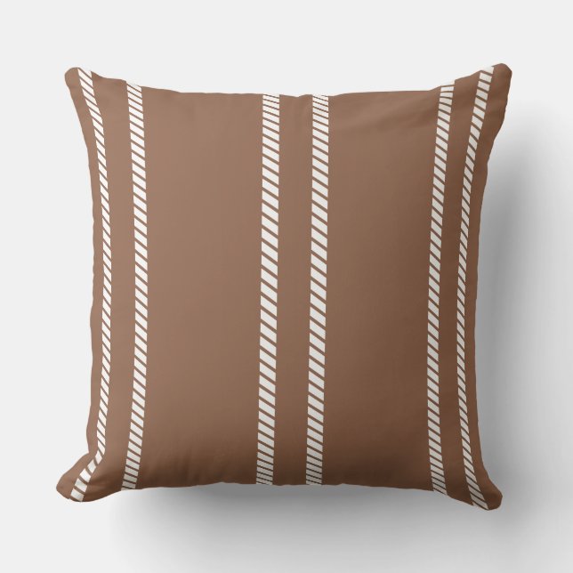 Classic Mid-tone Brown with Stripes Throw Pillow (Front)