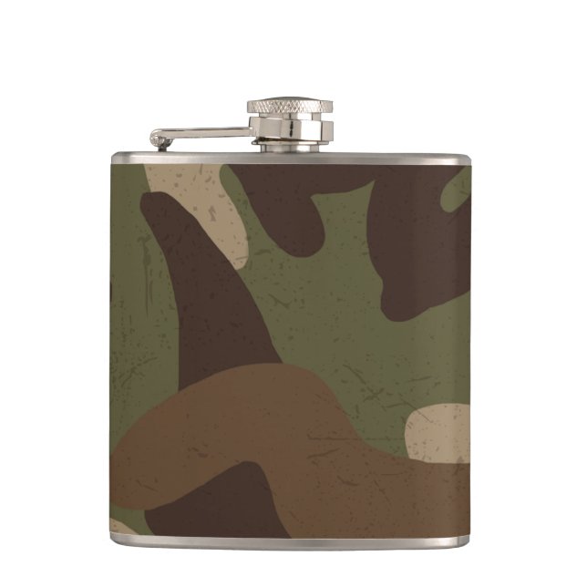 Classic Military Camouflage Pattern Hip Flask (Front)