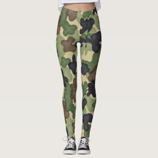 Classic Military Camouflage Seamless Pattern Style Leggings