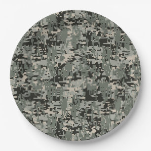 Classic Military Digital Camo Pattern Paper Plate