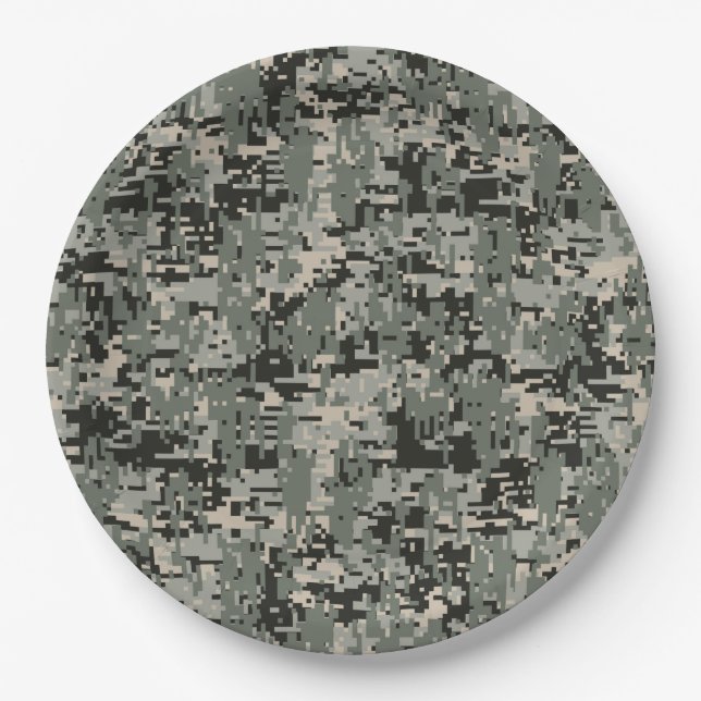 Classic Military Digital Camo Pattern Paper Plate (Front)