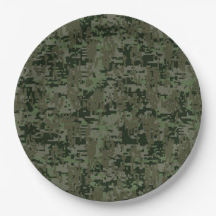 Classic Military Digital Camo Pattern Paper Plate