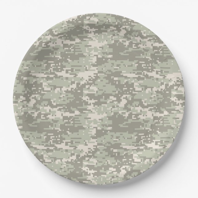 Classic Military Digital Camo Pattern Paper Plate (Front)