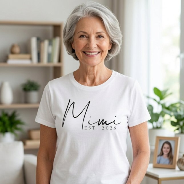 Classic Mimi EST Year Simple Family Script T-Shirt (Creator Uploaded)