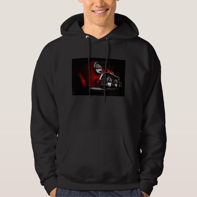 Classic Mini with rally lights hoodie (Front)