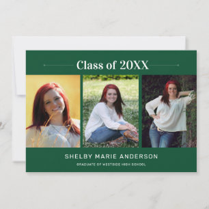 Classic Minimal 3 Photos 2026 Graduation Party Inv Invitation