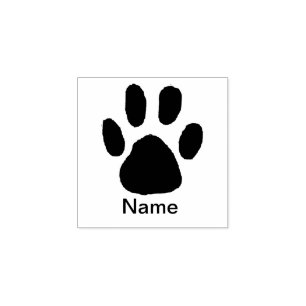 Classic Minimal Animal Paw Print Name Rubber Stamp