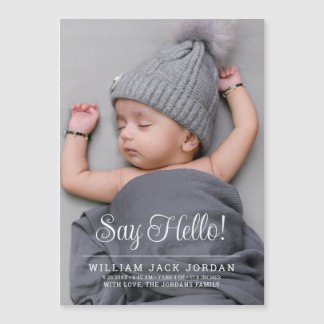 Classic Minimal Baby Annpoucement Magnetic Card