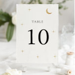 Classic Minimal Celestial Gold Moon Stars Wedding Table Number<br><div class="desc">Design features a simple and elegant gold foil and stars that gently sparkle,  set against a clean background. The invitation uses classic serif typography,  which adds a traditional and formal touch with its neat and clear style.</div>