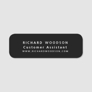 Classic Minimal Minimalist Black Simple Name Tag