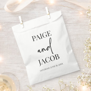 Classic Minimal Minimalist Custom Names Wedding Favour Bag