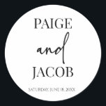 Classic Minimal Minimalist Custom Names Wedding Round Sticker<br><div class="desc">This is a Classic Minimal Minimalist Custom Names Wedding Party Favour Stickers!


minimal simple plain bare basic</div>