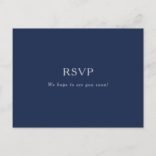 Classic Minimal Navy Blue Silver Song Request RSVP Postcard