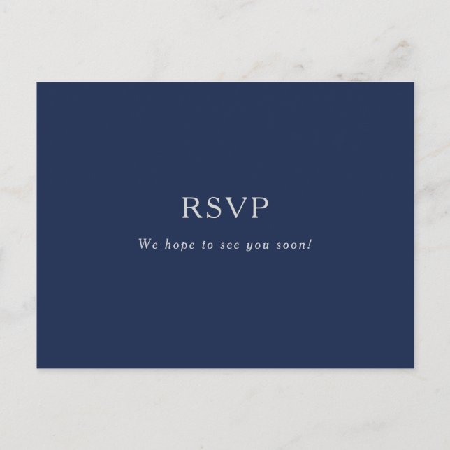 Classic Minimal Navy Blue Silver Song Request RSVP Postcard (Front)