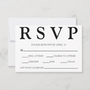 Classic Minimal Old Money Aesthetic Simple Wedding RSVP Card