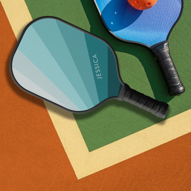 Classic Minimal Pastel Blue Retro Stripes Pattern  Pickleball Paddle (Creator Uploaded)