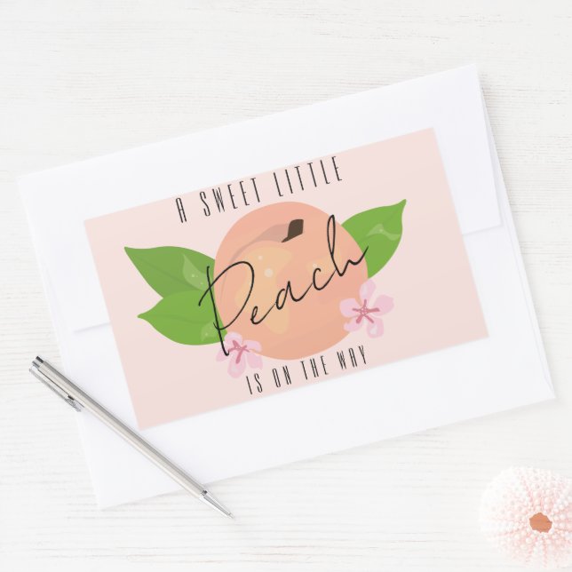 Classic minimal peach Baby Shower Sticker (Envelope)