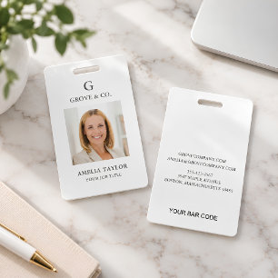 Classic Minimal Photo Employee ID Corporate Logo Badge