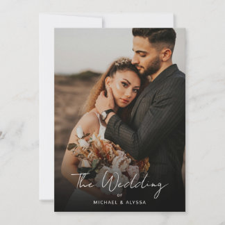 Classic Minimal Photo Handwriting Script Wedding Invitation