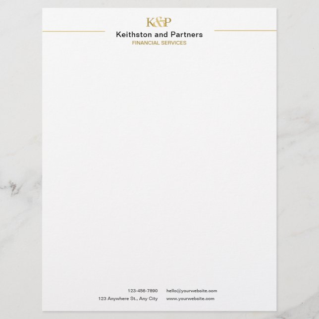 Classic Minimal Professional Financial Services  Letterhead (Front)