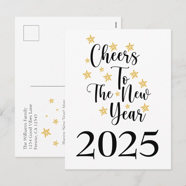 Classic Minimalist 2025 Carte de Nouvel An (Devant / Derrière)