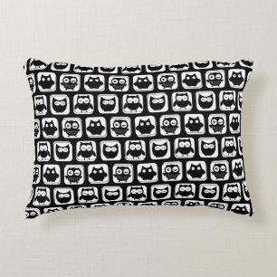 Classic Minimalist Black and white Owls Accent Pillow