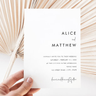Classic Minimalist Black and White Wedding Invitation