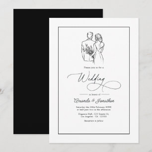 Classic Minimalist Black and White Wedding Invitation
