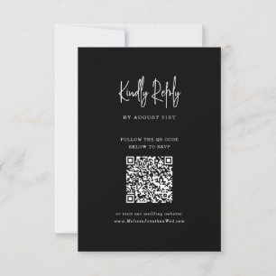 Classic Minimalist Black QR Code Script Wedding RSVP Card
